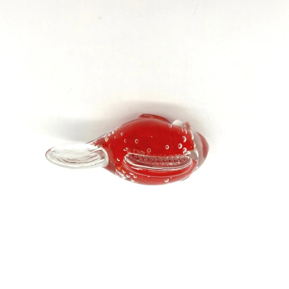 Red Glass Fish Figurine Paperweight Art Glass Blown Glass Nautical Decor‎